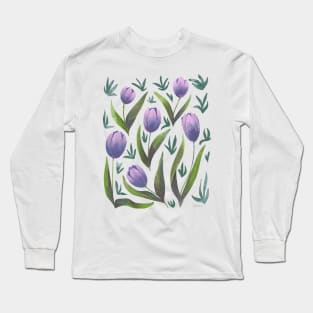 Tulip Garden Lavender and Blue Long Sleeve T-Shirt